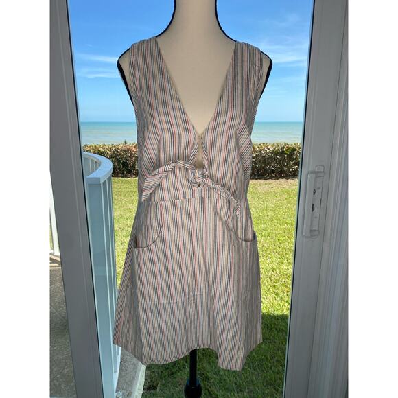 OLIVACEOUS Striped Overall Linen Dress - Picture 2 of 12